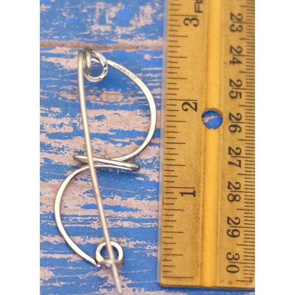 Vintage Abstract Curvy Silver Tone Symbolic Brooch - L29 - Picture 2 of 2